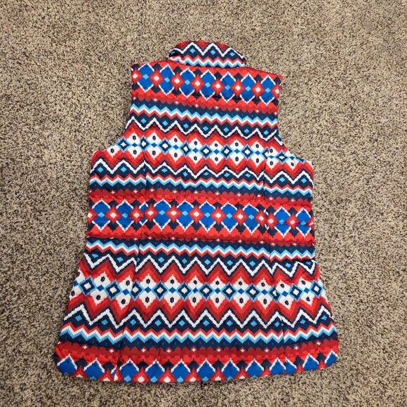 Lands' End Full Zip Quilted Puffer Vest Women's Size S Multicolor Geometric Warm - Picture 6 of 7